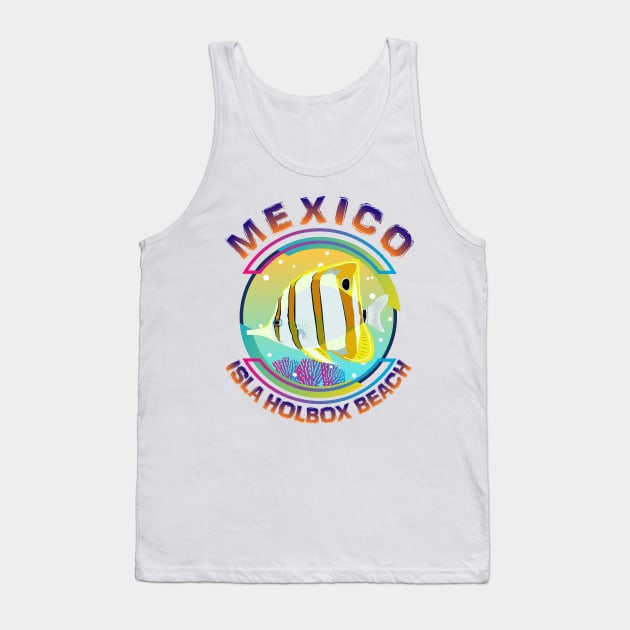 Mexico Isla Holbox Beach (Yucatan Peninsula), Tropical Coral Marine Butterfly Fish Tank Top by Jahmar Anderson